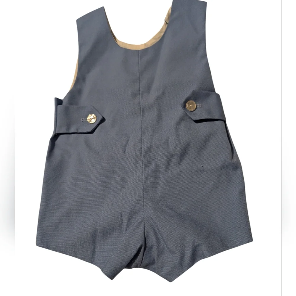 70s‎ 80s Vintage Blue Romper Outfit Shorts Embroidered Horse Infant Toddler